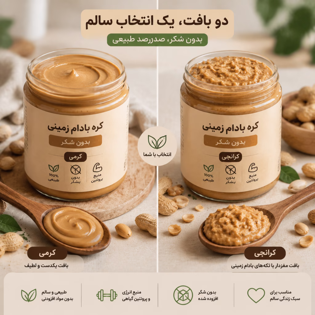 کره بادام زمینی بدون شکر