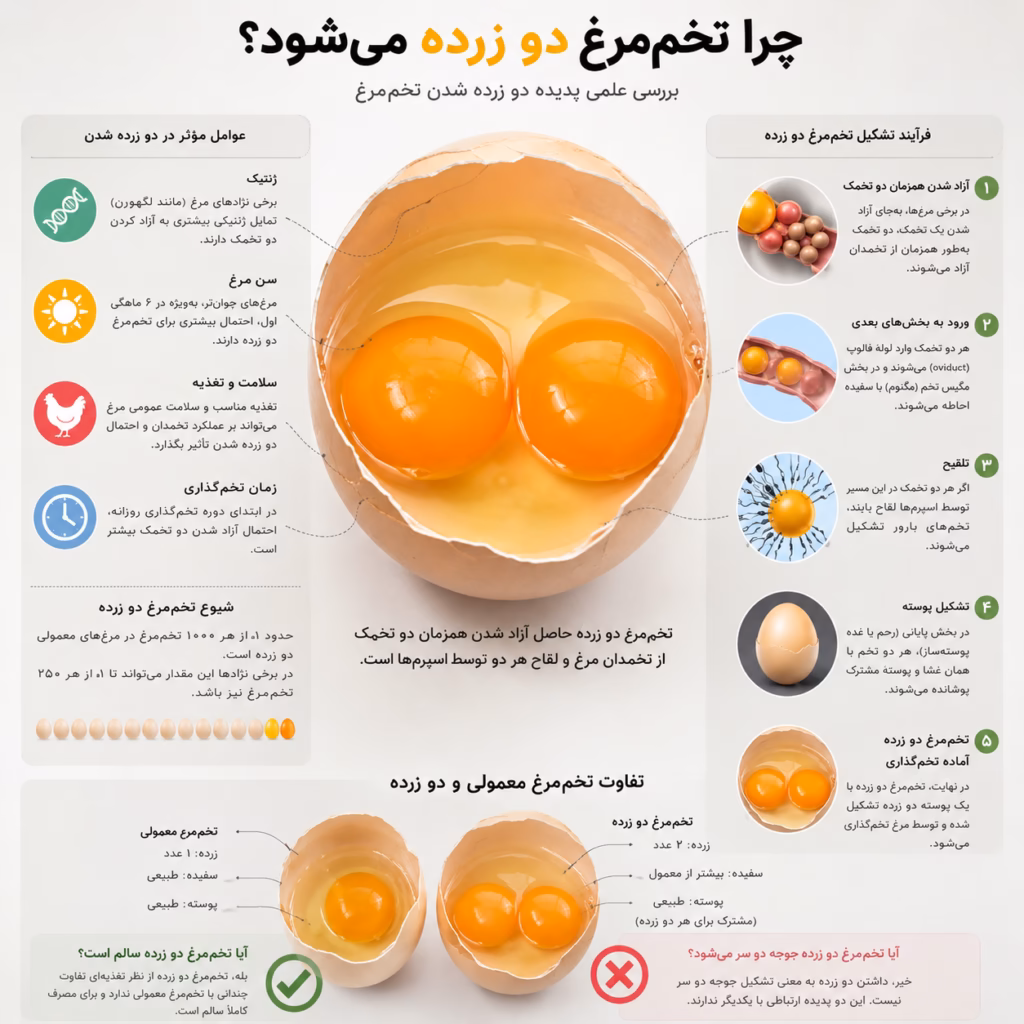 علت دو زرده شدن تخم مرغ