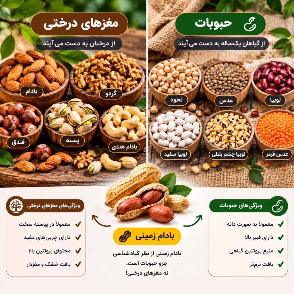 بادام زمینی مغز است یا حبوبات